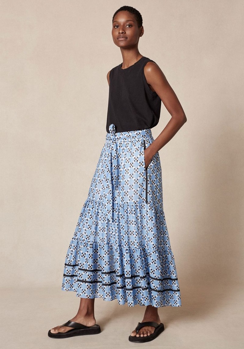 Diamond Geo Tiered Track Skirt + Belt from ME+EM