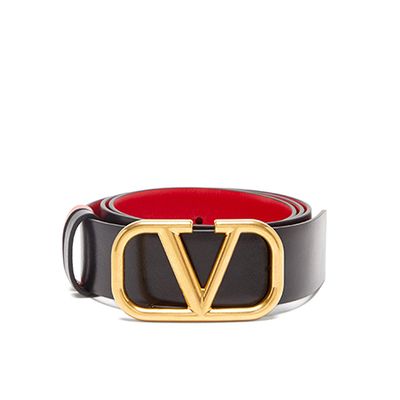 V-Logo Reversible Leather Belt from Valentino