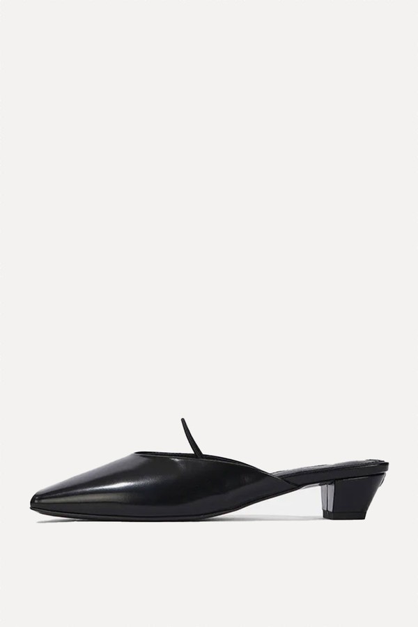 Pointy-Toe Leather Mules