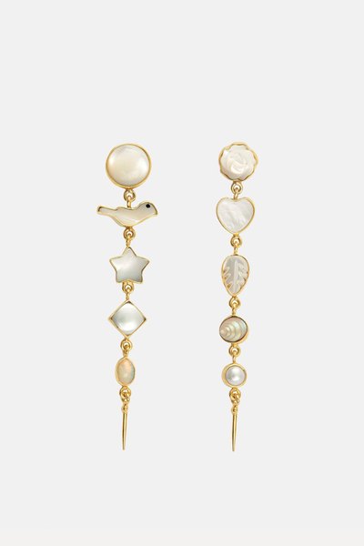 Five Charm With Victorian Drop Pearl Earrings from Grainne Morton