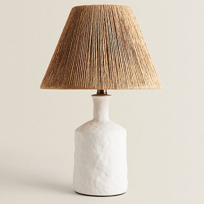Lamp With Ceramic Base And Paper Lampshade