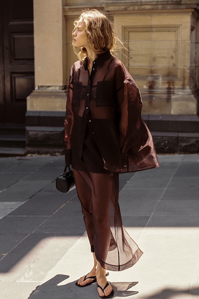 Sian Silk Organza Midi Skirt from Dissh