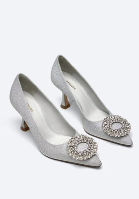 Silver Rhinestone Court Shoes from Uterque
