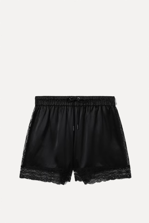 Bellami Atelier Silk Lace Trim Shorts from Reiss