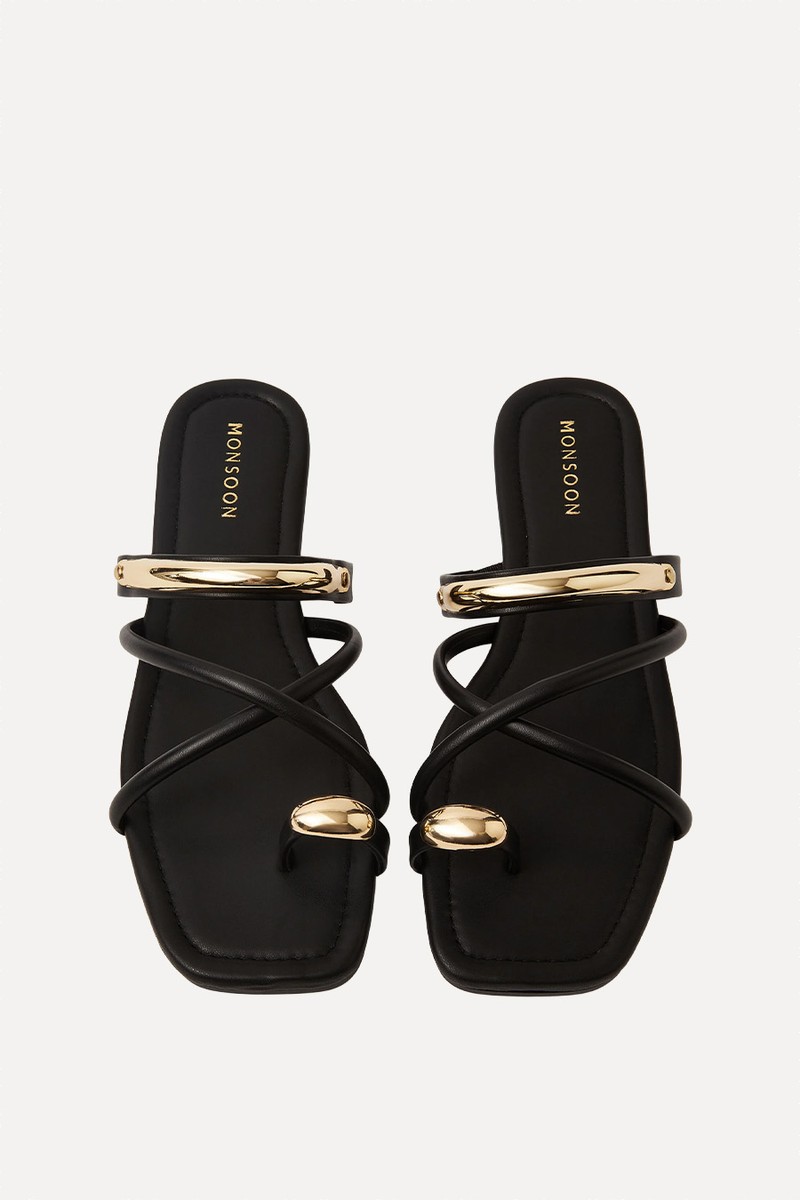 Metal Detail Toe Strap Sandals