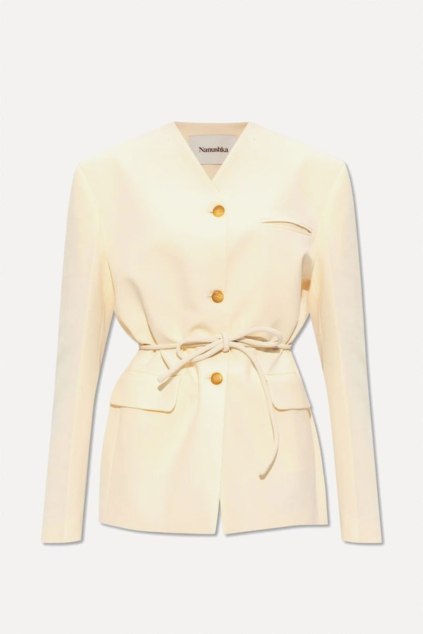 Fem Belted Straight Hem Blazer from Nanushka