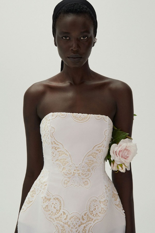 Strapless Hourglass Lace Corset Midi Dress from Magda Butrym