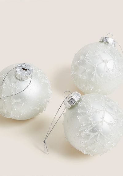 3 Pack Embellished Glass Jewelled Baubles