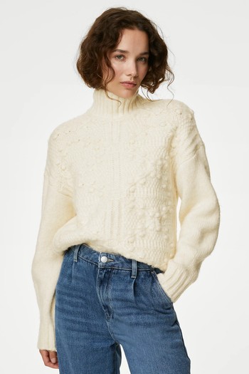 Cable Knit Longline Jumper With Wool  from M&S