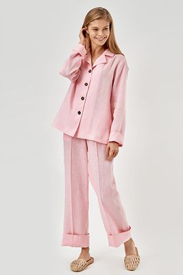 Bubble Gum Linen Pajama Set from Sleeper
