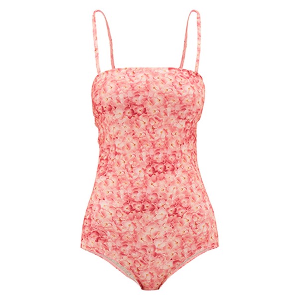 Square-Neck Hydrangea-Print Swimsuit from Adriana Degreas