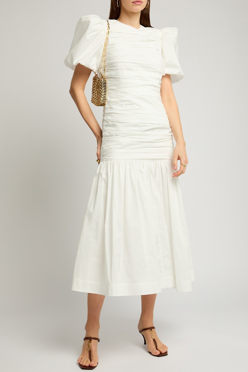 Mencia Ruched Cotton Midi Dress from DE LA VALI