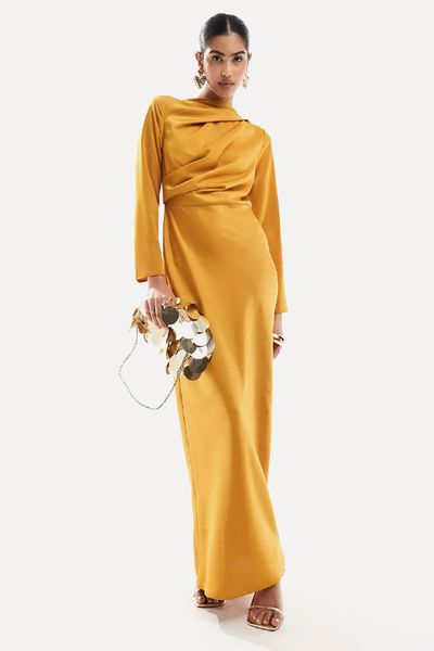 Satin Maxi Dress With Drape Bodice Detail from ASOS Design 