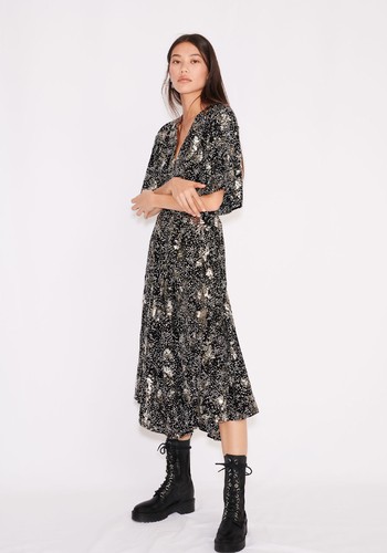 Printed Crepe Sequin Dress