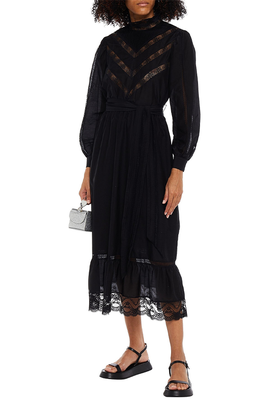 Lace-Panelled Pintucked Cotton And Silk-Blend Midi Dress from Marc Jacobs