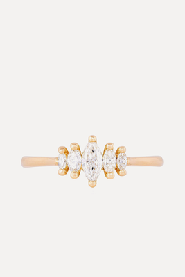 Warrior 14k Gold Polished Band Marquise Lab-Grown Diamond Ring