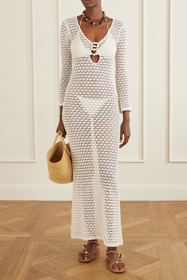 Marina Pearl-Embellished Cotton Cover-Up from Sara Cristina