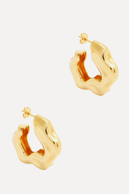 Feminine Waves Gold Plated Hoop Earrings