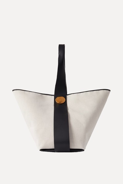 Twisted Hobo Leather-Trimmed Canvas Tote from Jil Sander