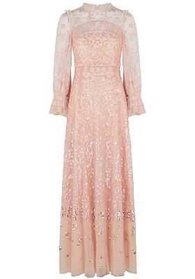 Light Pink Sequin-Embellished Tulle Gown from Needle & Thread