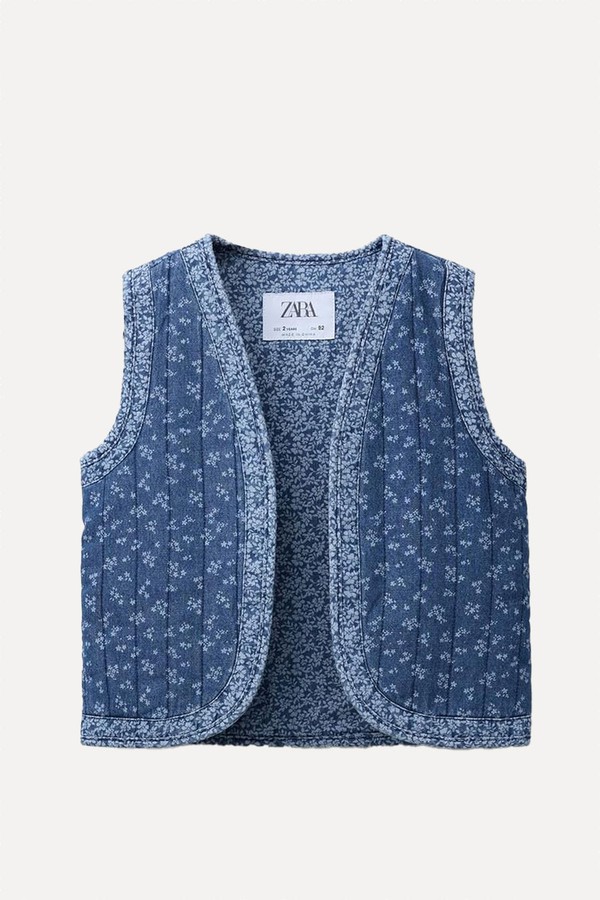 FLORAL DENIM WAISTCOAT