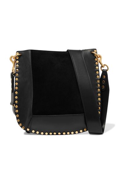 Oskan Studded Leather and Suede Shoulder Bag from Isabel Marant