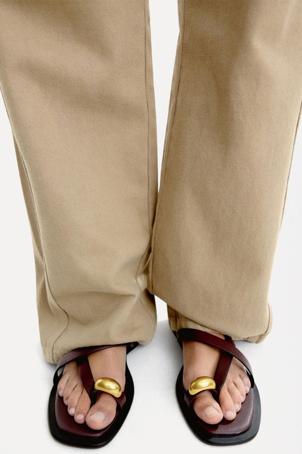 Leather Sandals With Metallic Detail Straps from Parfois