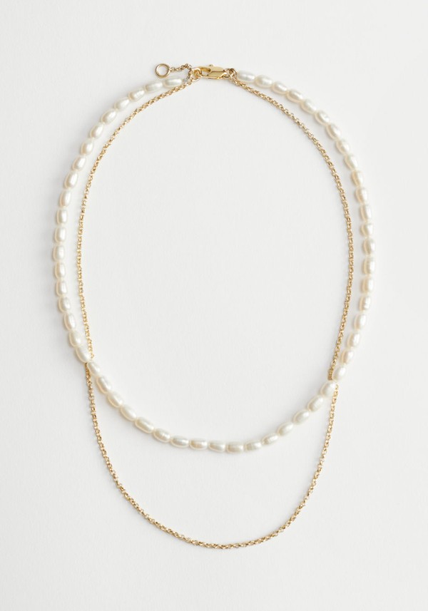 Layered Pearl Chain Necklace