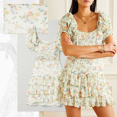 Kimbra Tiered Floral-Print Silk-Chiffon Mini Dress, £471.43 | LoveShackFancy
