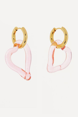Gold-Plated Heart Of Glass Hoop Earrings from SandraAlexandra