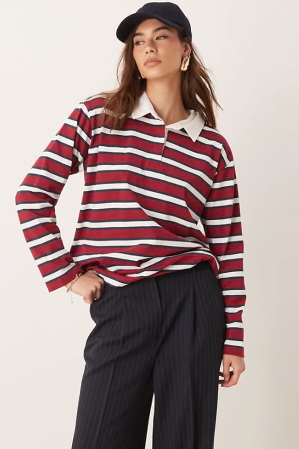 Stripe Rugby Long Sleeve Top from Miss Selfridge