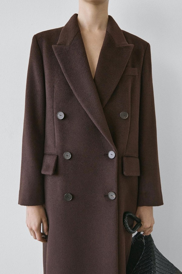 100% Wool Double-Breasted Coat from Massimo Dutti