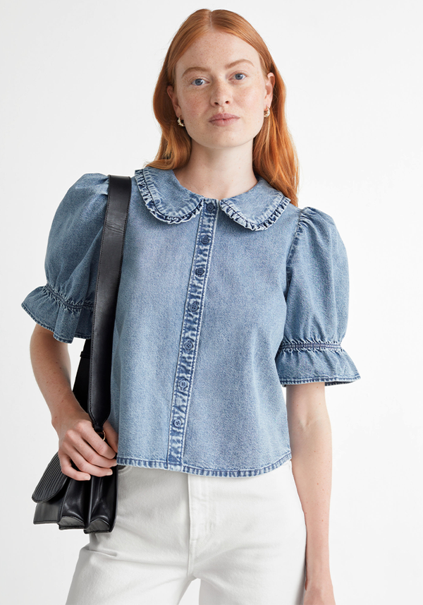 Statement Collar Denim Blouse from & Other Stories