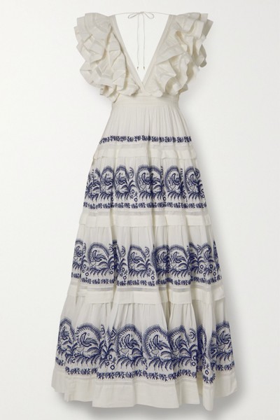 Majorie Tiered Ruffled Embroidered Cotton-Gauze Maxi Dress  from Ulla Johnson