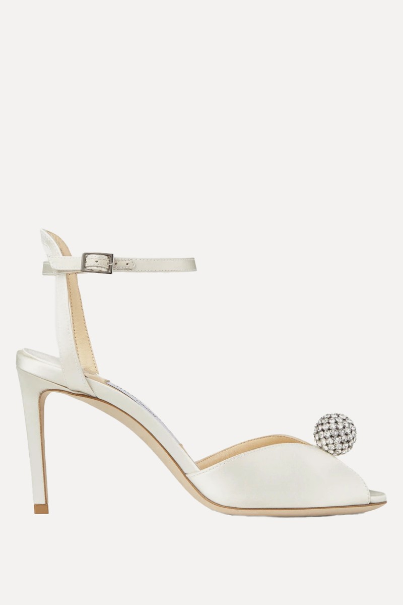 Sacora 85 Satin Sandals With Crystal-Embellished Sphere