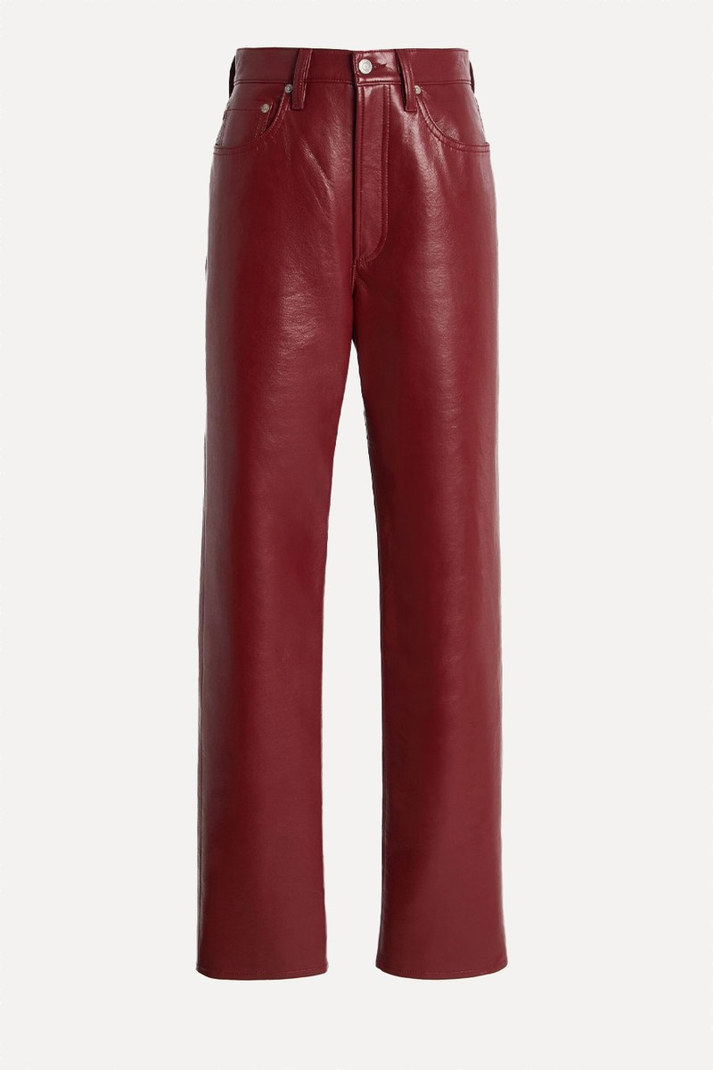 Leather 90’s Pinch Waist Long Jeans from Agolde