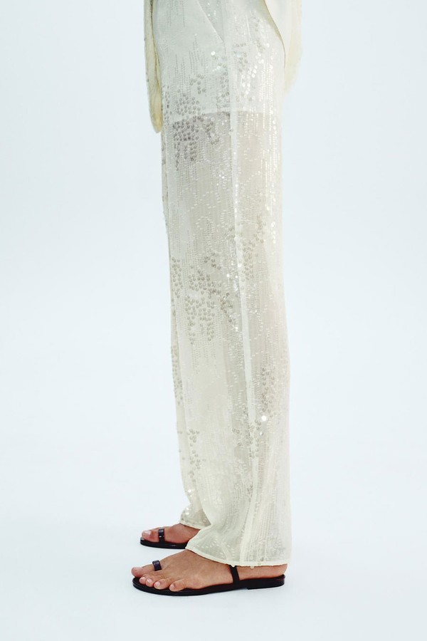 Sequinned Straight-Leg Trousers from Zara