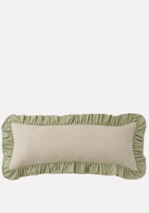 Isabelle Striped Ruffle Cotton Rectangle Cushion