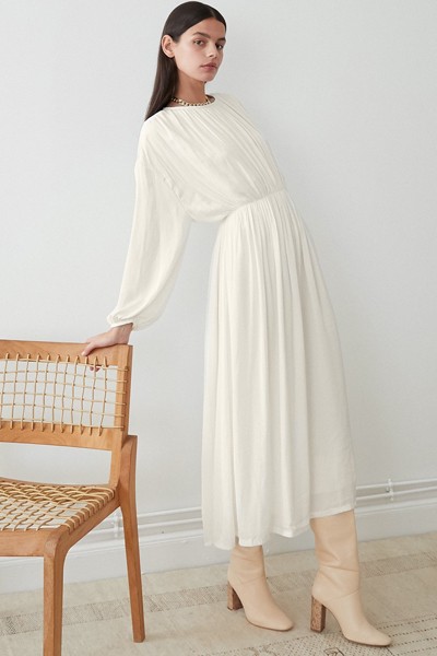 Cream Balloon Sleeve Maxi Dress from Pixie Market 