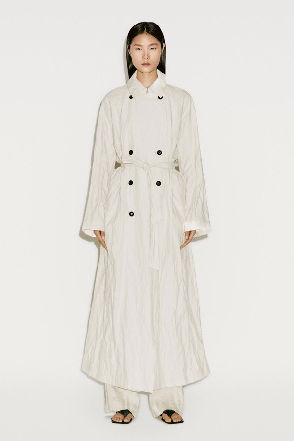 Long Voluminous Cotton Blend Trench Coat from Massimo Dutti