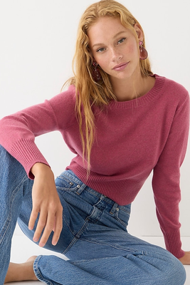 Cropped Cashmere Crewneck Sweater