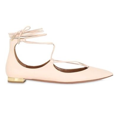 Christy Lace-Up Nappa Leather Flats from Aquazzura