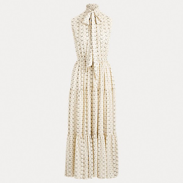 Pony Necktie Silk Maxidress