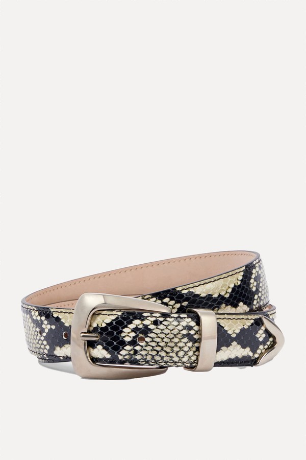 Benny Snake-Effect Leather Belt from Khaite