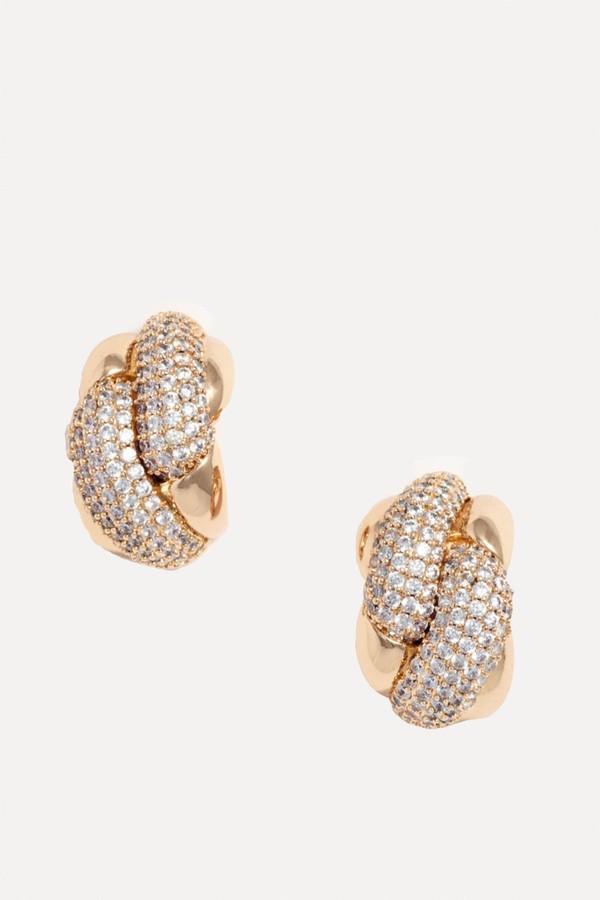Gold Crystal Knot Earrings from Self-Portrait