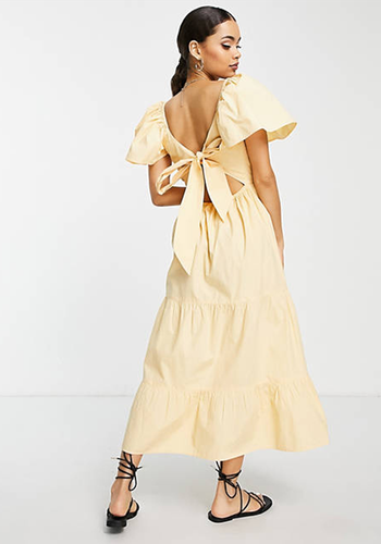 Petite Poplin Bow Back Maxi Dress In Buttermilk from Miss Selfridge 