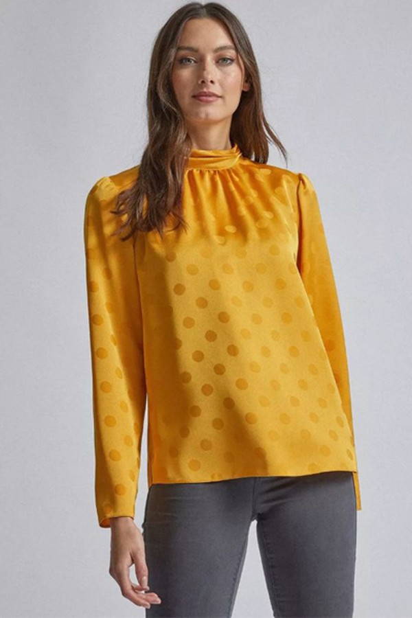 Yellow Spot Design Jacquard Top