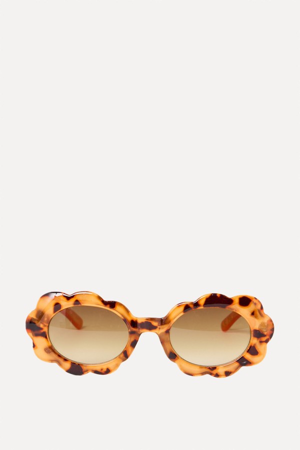 Amber Faux Tortoiseshell Flower Oval Sunglasses from Oliver Bonas