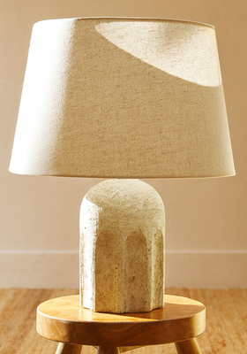 Rustic Lamp With Linen Lampshade