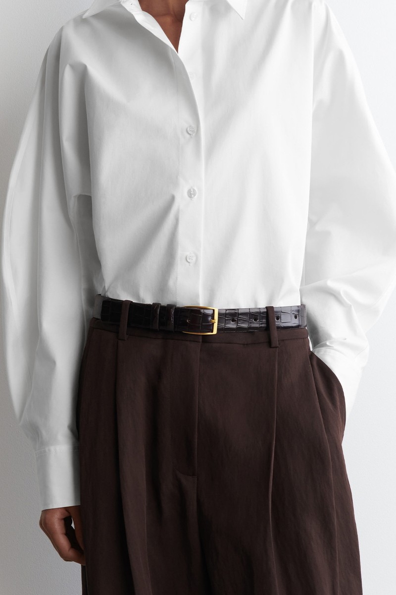 Croc-Effect Leather Belt